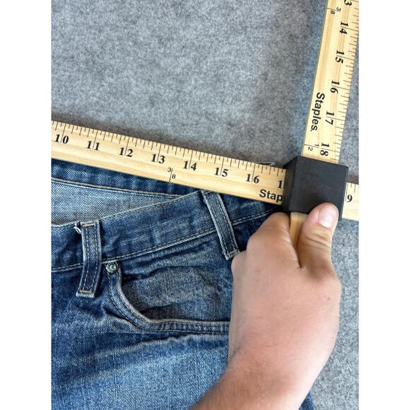 VINTAGE Dickies Jean Shorts Mens 34 Blue Denim Carpenter Workwear Utility Jorts - Picture 3 of 7